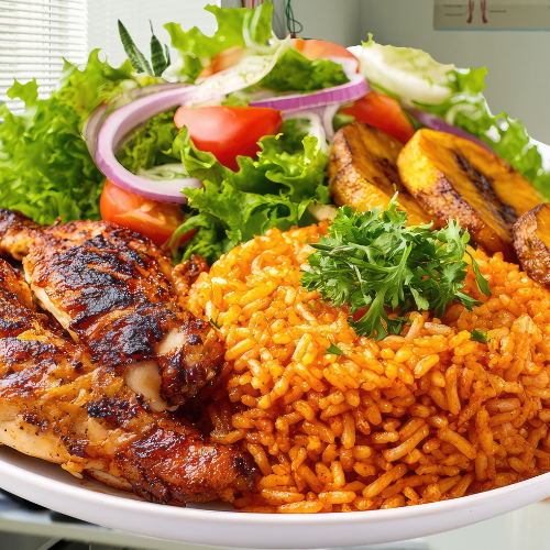Healthy balanced meal with a small treat included (e.g., clean plate + dessert)