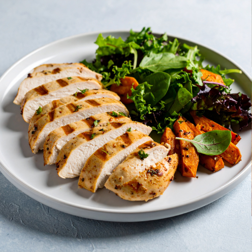 Plate showing 8020 balance (healthy food + small indulgence)