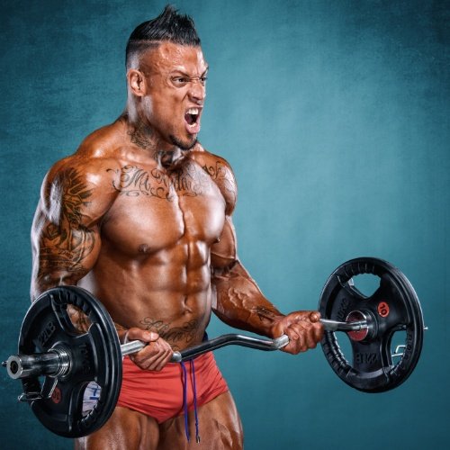 Lifter performing heavy barbell squats